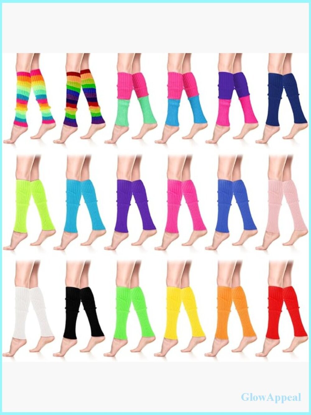 80s Neon Leg Warmers Ribbed Knit Tall Costume Sports Accessories